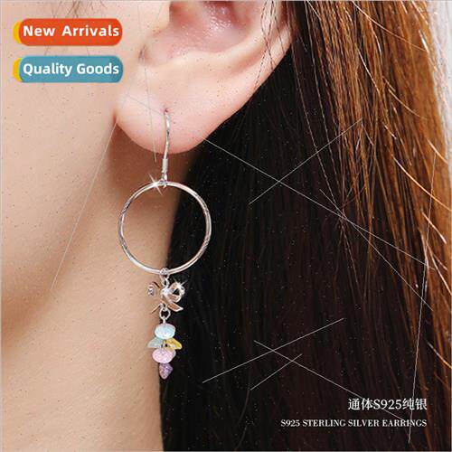 2023 New Wave Bowknot Silver Earrings适用Women Niche Delicat