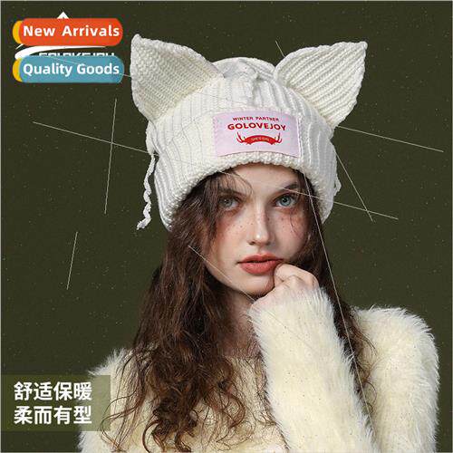 Autumn and winter woolen knted cap warm out thin striped cut