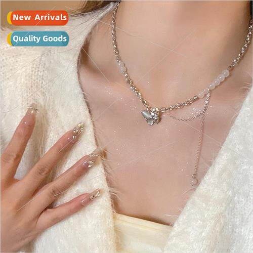 Patchwork tassel butterfly necklace women sweet cool niche p