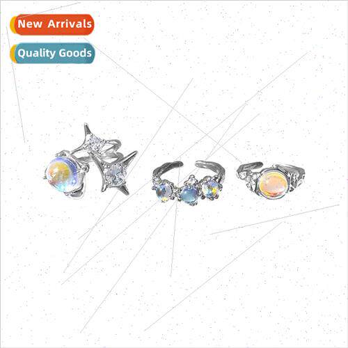 Mansing flash diamond moonlight cat eye ring female niche fa