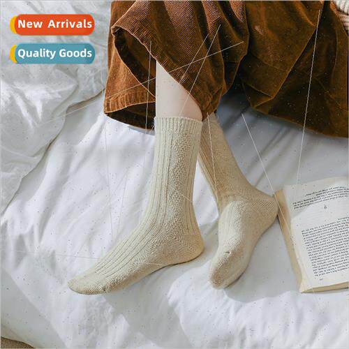 Wool socks women winter padded thickened warm mid-calf socks