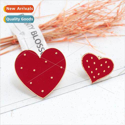 Cartoon Red Heart Polka Dot Corsage ze Alloy Oil Drip Brooch
