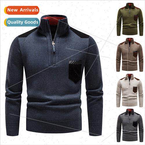Fall winter new tops men collar thickened sweater kn sweater