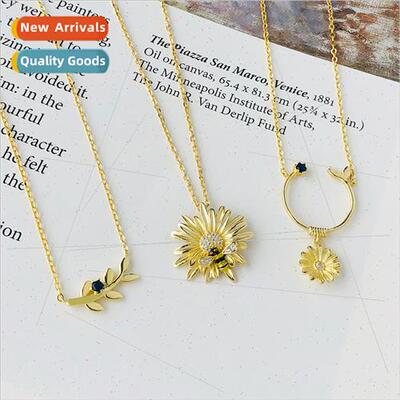 S925 silver daisy necklace female collarbone chain Mori fash