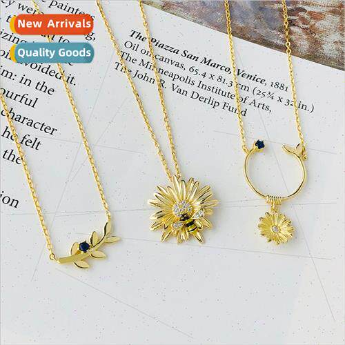 S925 silver daisy necklace female collarbone chain Mori fash