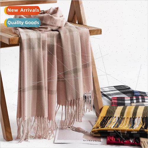 Plaid imation cashmere scarf simple lerary retro scarf femal