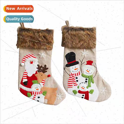 Plush Christmas stockings elderly snowman elk candy bags emb