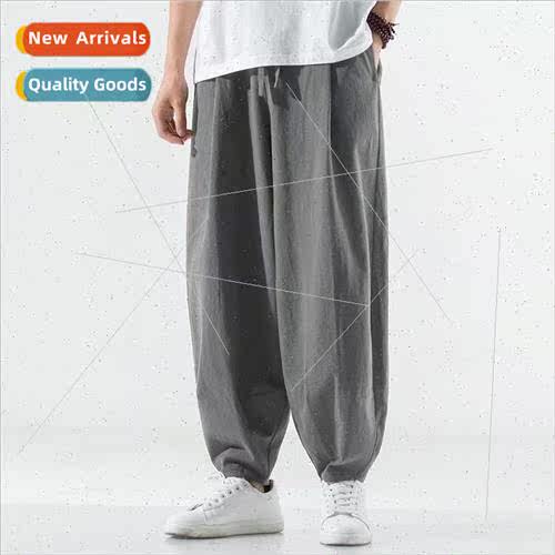 2023 new men popular harem pants Chinese linen Ruyi pants fa