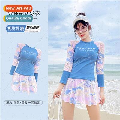 Swimsu womens sports  long-sleeved flesh-covering spl skirt