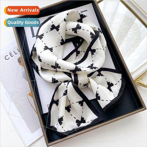 Summer plaid black whe simple bow double silk mulberry silk