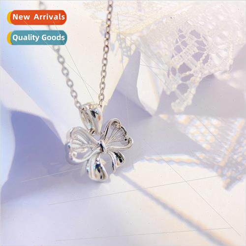 s925 silver bow necklace women niche versatile vegan silver