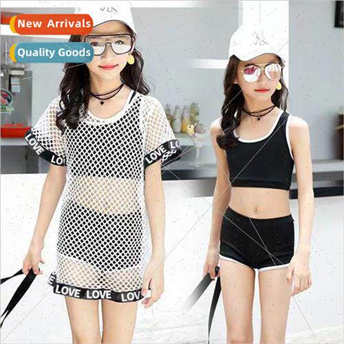 Spl childrens swimsu cute girls mesh three-piece 2023 new 9-