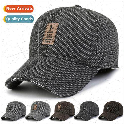 Men hats fall winter tweed baseball cap outdoor simple leisu