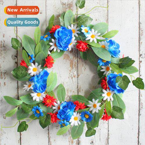 Fresh daisy wreath door hanging holiday simulation red whe b