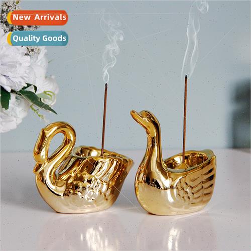 Creative gold light luxury swan incense stick ceramic travel
