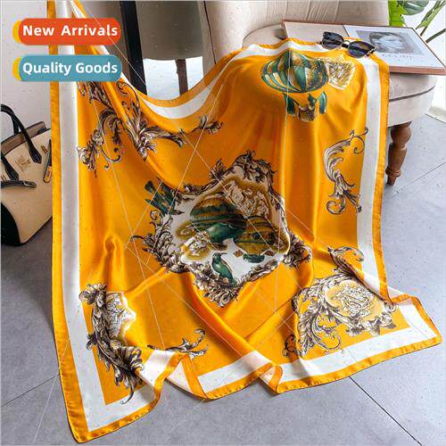Spring summer new retro fashion sunscreen silk scarf yellow