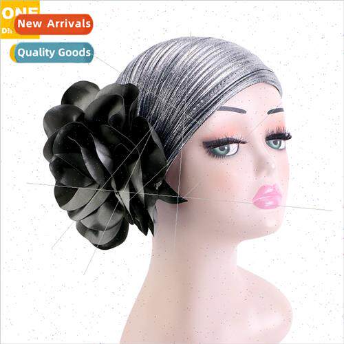 African Hot Gold Pleated Flower Turban Hat Hair Care Hat Wed