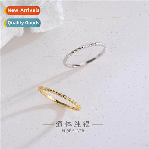 s925 silver Koreadiamond texture ring simple versatile snake