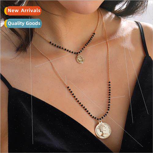 Europe ins accessories fashion black beaded necklace women n