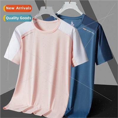 Summer new printed ice silk t-shirt couple sports casual run