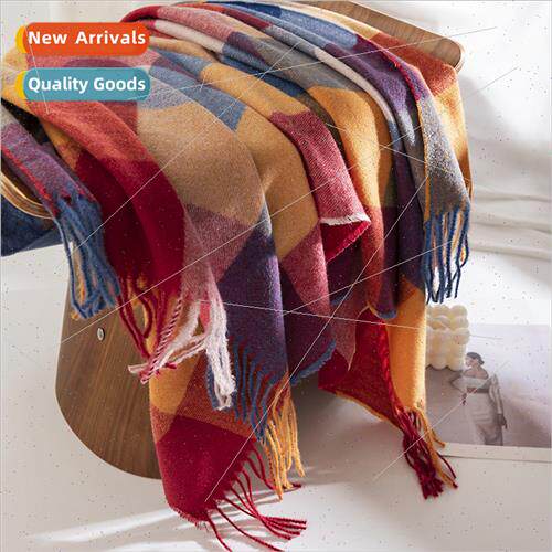 new imation cashmere color plaid scarf women in Europe Uned