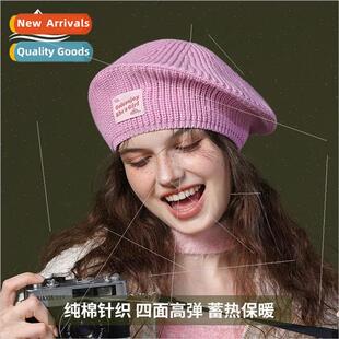 letters knted winter Korea warm fall patch female Ins beret