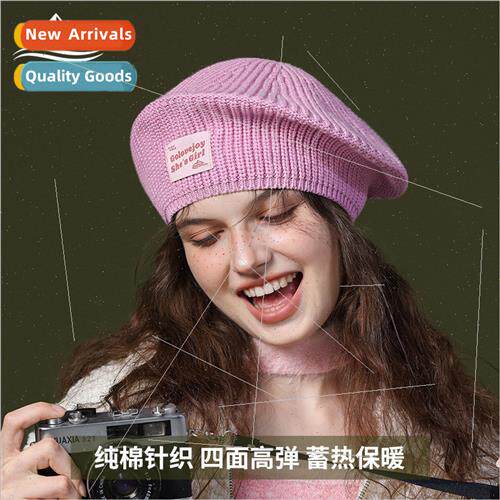 Ins Korea  patch letters knted beret female fall winter warm