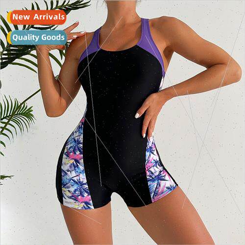 2023 New Swimsu Womens Europe Sexy One-piece Patchwork Backl