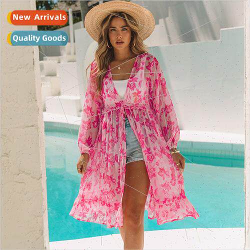 Sunbrella mid-length cardigan female summer new Europe beach