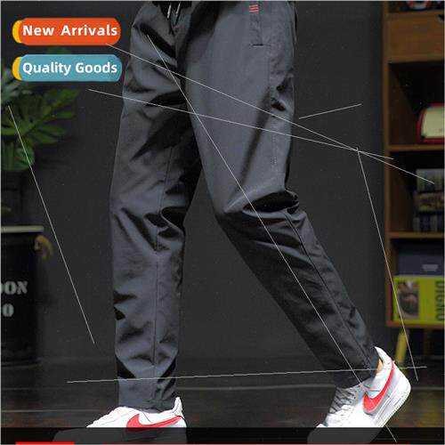 NASA black ice silk pants men summer loose drawstring pants