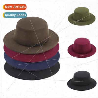 Hat female tweed bowler hat autumn winter solid color wh ret