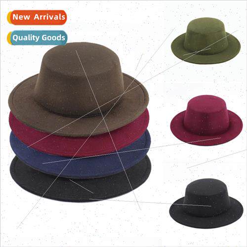 Hat female tweed bowler hat autumn winter solid color wh ret