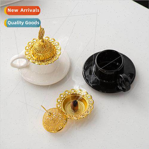 Gold metal ceramic handheld incense burner Europe simple lig