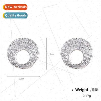 2023 S925 silver pin sun moon asymmetrical zirconia earrings