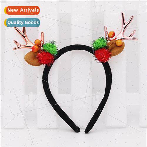 Christmas decorations gold red antler ears headbholiday prop