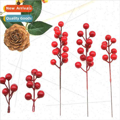 mulation red berries 12 head k Christmas foam red fru wire C
