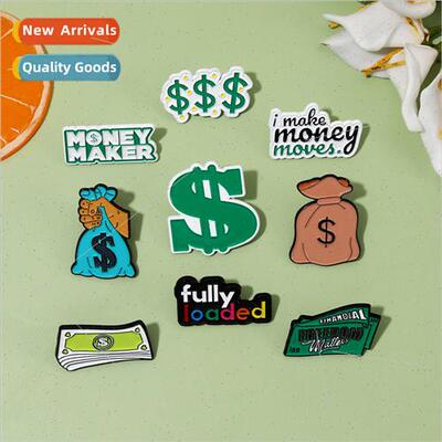 Creative cartoon money modeling brooch Fun money bag MONEY m