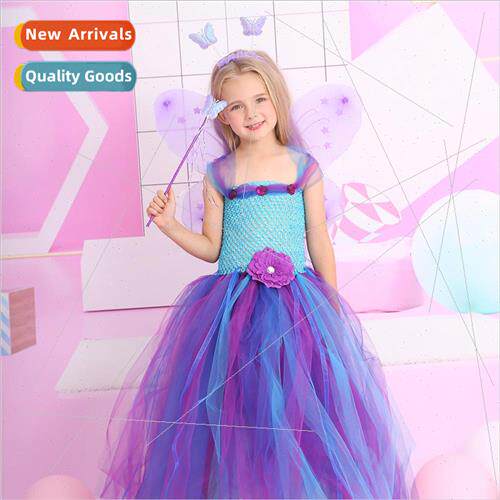 Europe  childrens cute elf long dress girls cosplay butterfl