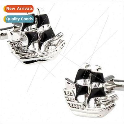 Electroplated Black Pirate Ship Sailing Ship Cufflinks Men F