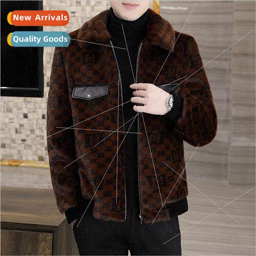 Lapel mink coat men winter plump handsome nd mink coat warm
