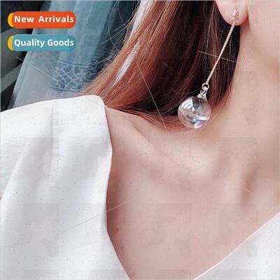 S925 silver needle earrings illusion ancient round bead earr