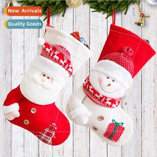 large red whe Christmas fabric cute knted socks decorations