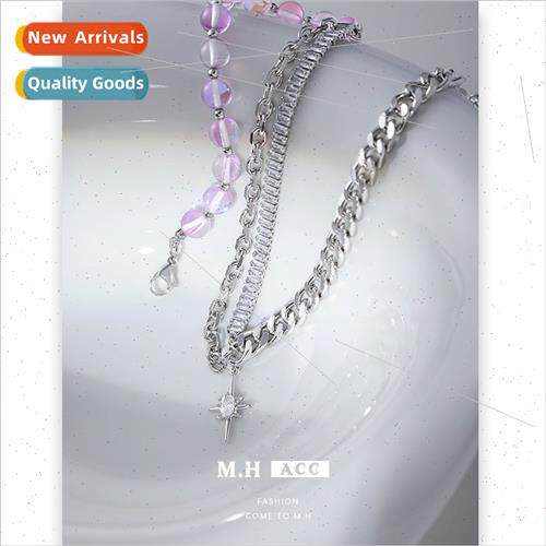 Gradient Purple Beaded Necklace Women Splicing Sweet  Delica
