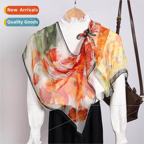 Flower silk scarf country imation georgette summer 50*160cm