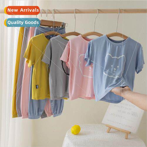 Summer new twoPCS home su boys girls loose comtable tops nin