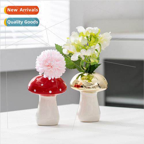 mple Creative Mushroom Vase Ceramic Flower Vase Home Decorat