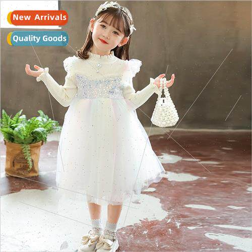 Girls knted saree 2022 fall colorful mesh tutu dress dress d