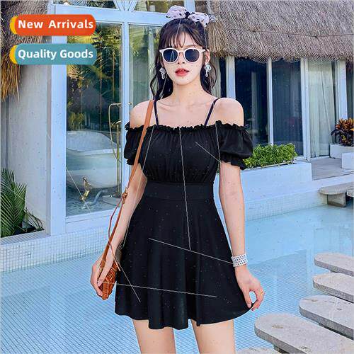 Swimsu women one-piece skinny flesh covering flat skirt swim