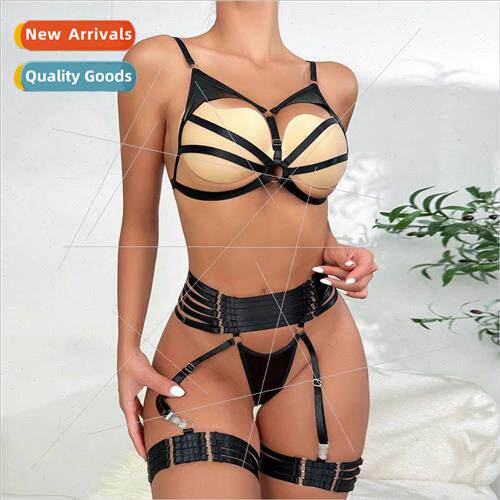New INS bra sexy lingerie black strappy skeleton splicing we