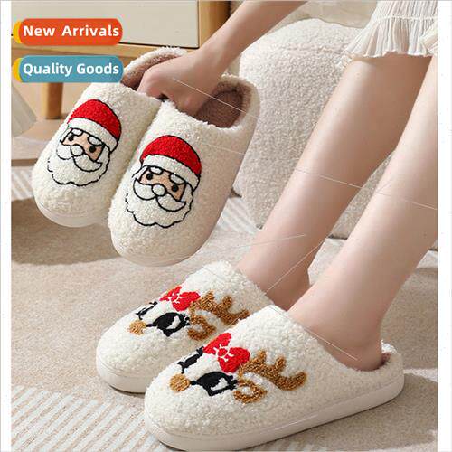 New Christmas deer cotton slippers female home couple indoor